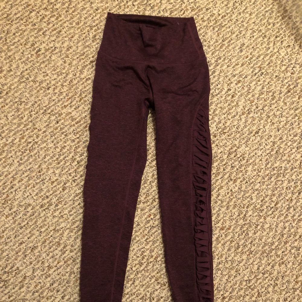 Aerie maroon fleece lined mesh insert leggings